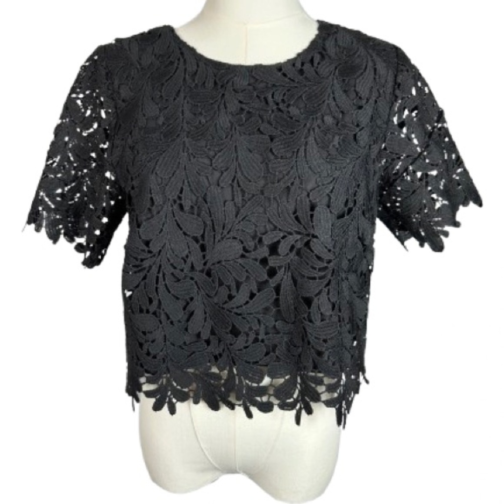 Aqua Black Lace Blouse Size S